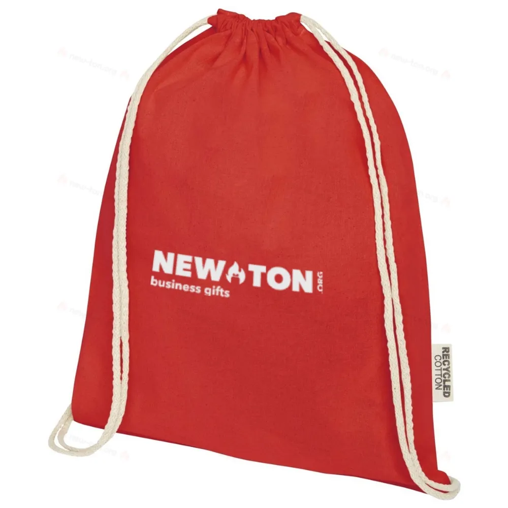 
                                            Oregon ściągana sznurkiem torba na zakupy z bawełny z recyklingu z certyfikatem GRS 140 g/m²
                                            