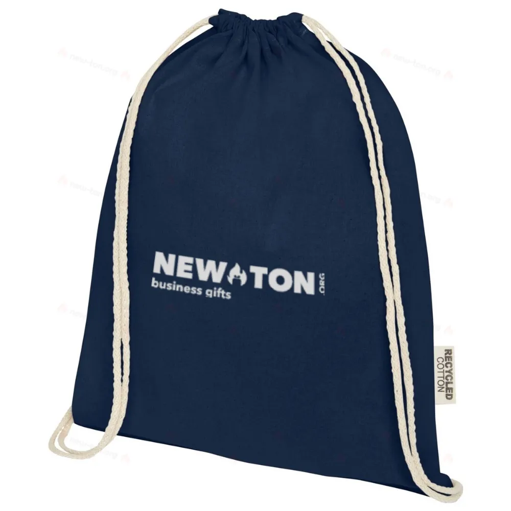 
                                            Oregon ściągana sznurkiem torba na zakupy z bawełny z recyklingu z certyfikatem GRS 140 g/m²
                                            