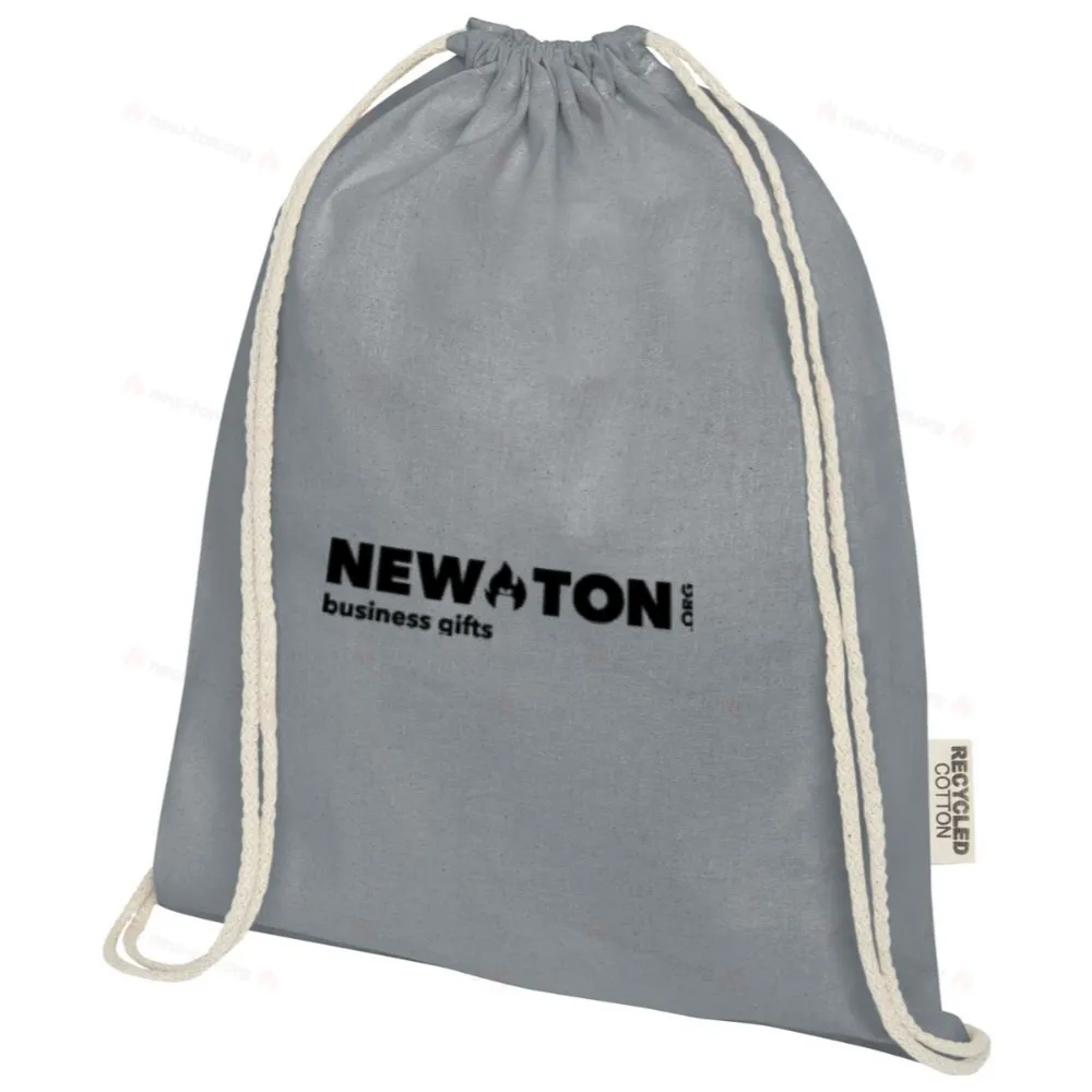 
                                            Oregon ściągana sznurkiem torba na zakupy z bawełny z recyklingu z certyfikatem GRS 140 g/m²
                                            