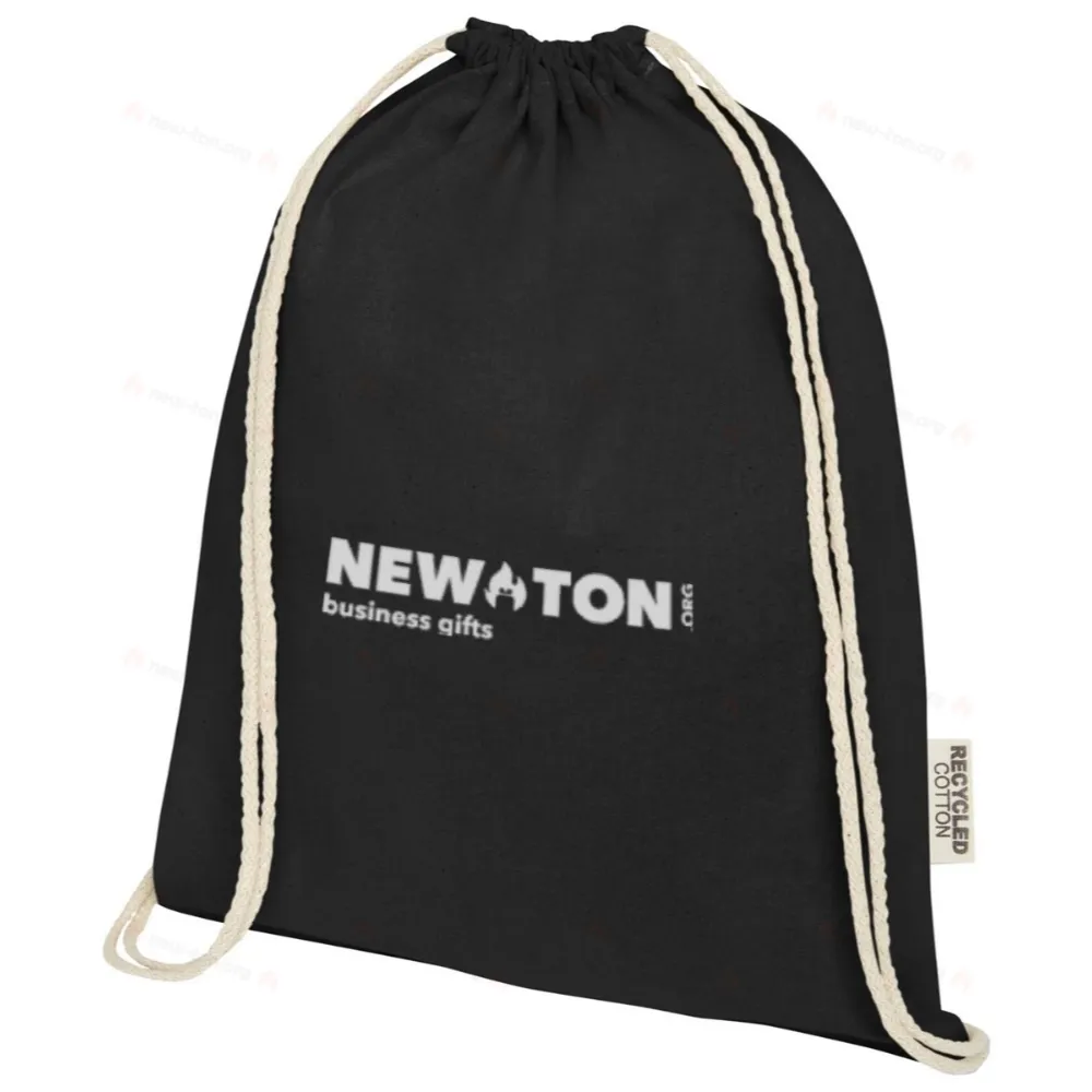 
                                            Oregon ściągana sznurkiem torba na zakupy z bawełny z recyklingu z certyfikatem GRS 140 g/m²
                                            