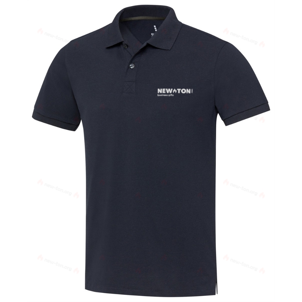 Emerald unisex polo shirt made from recycled materials with short sleeves.