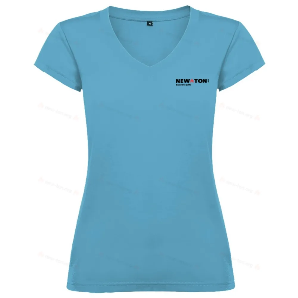 Женская футболка с коротким рукавом и V-образным вырезом 