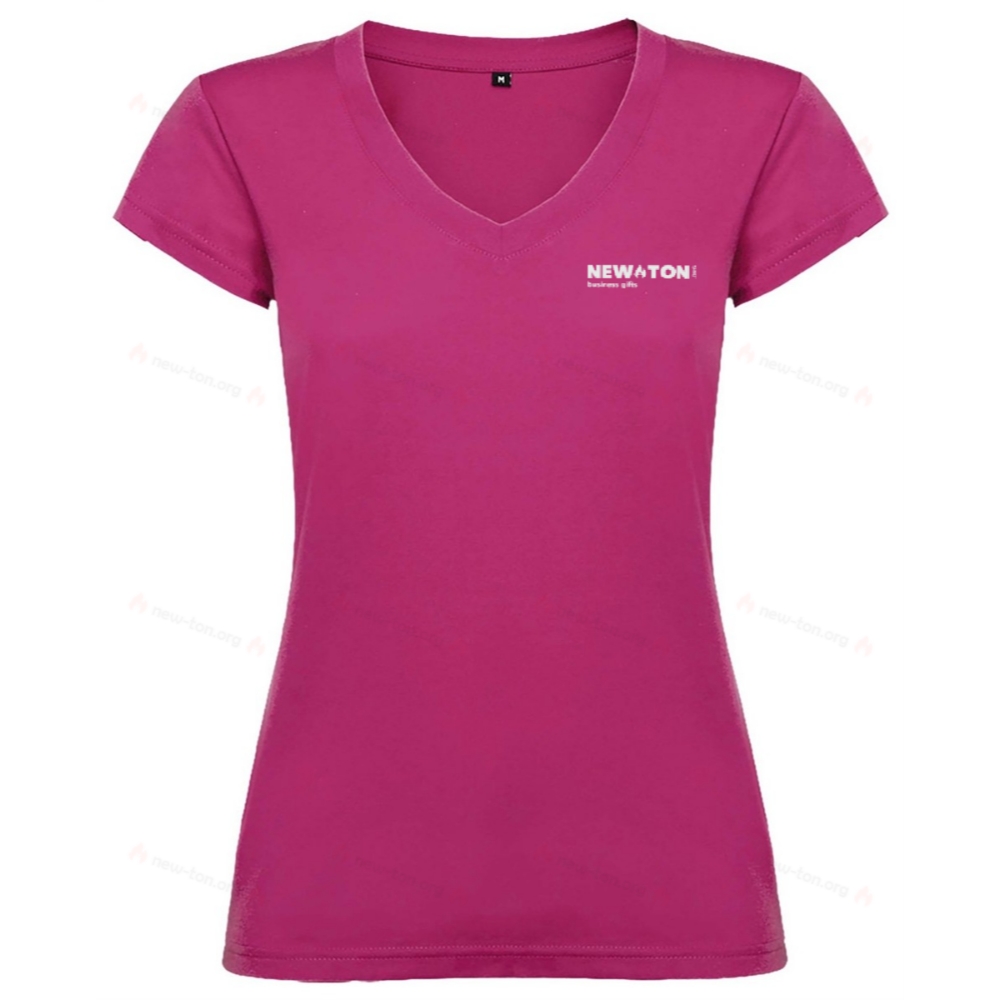 Женская футболка с коротким рукавом и V-образным вырезом 