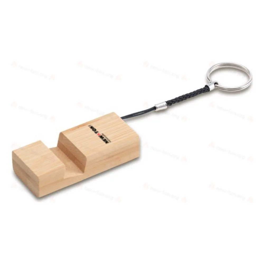 
                                            Bamboo keyring with phone stand, beige
                                            