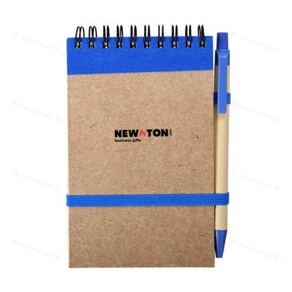 Блокнот Kraft с ручкой 90x140/70p, синий/бежевый