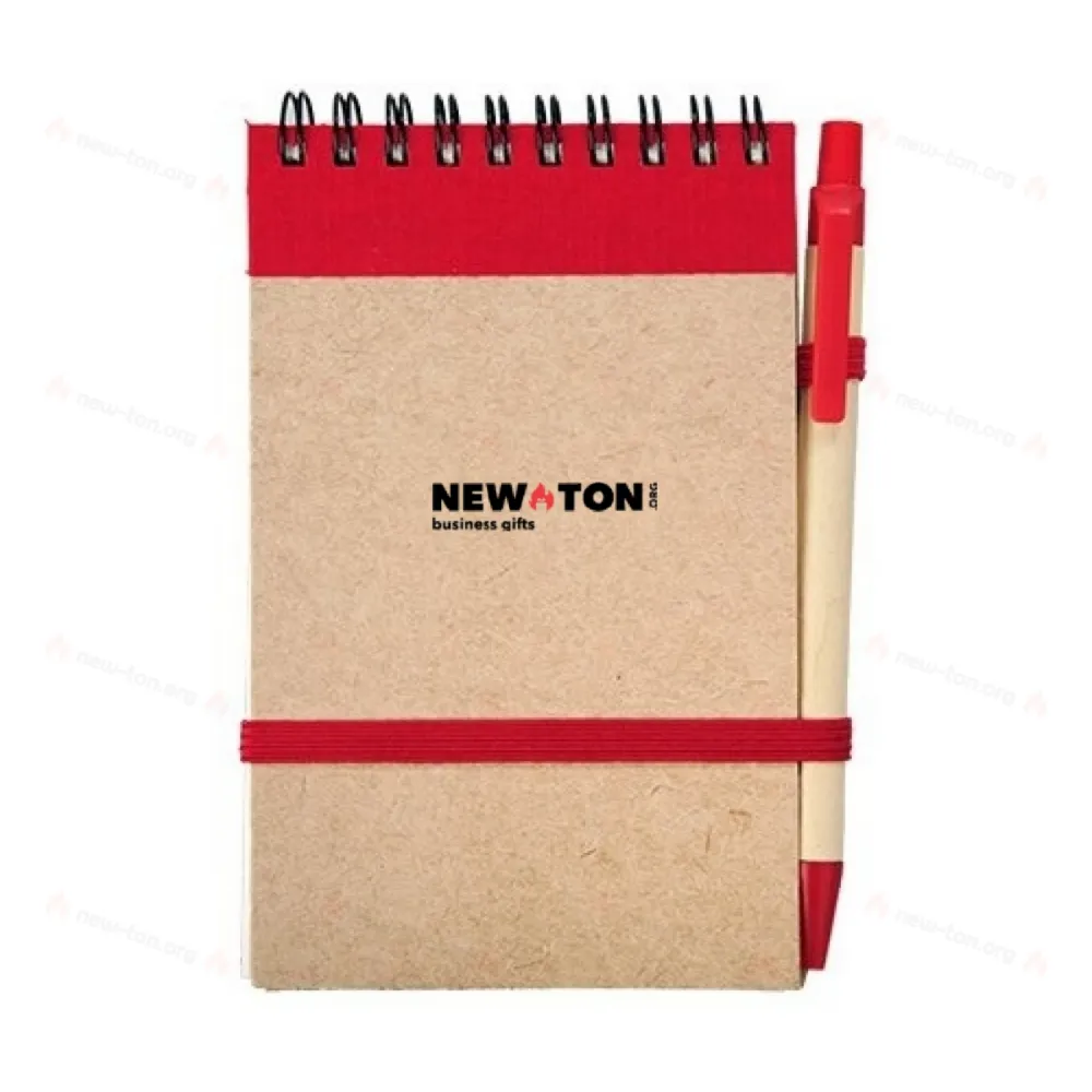 
                                            Блокнот Kraft с ручкой 90x140/70p, красный/бежевый
                                            