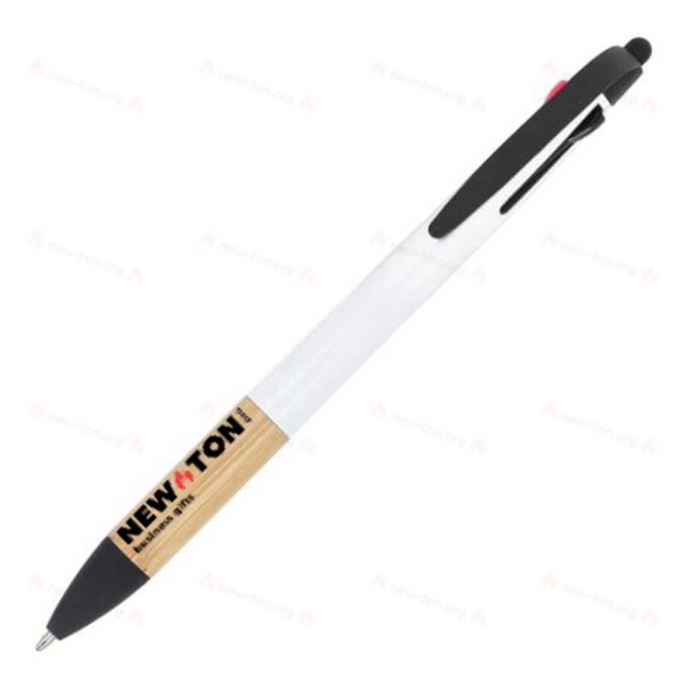 3-colour pen with bamboo grip