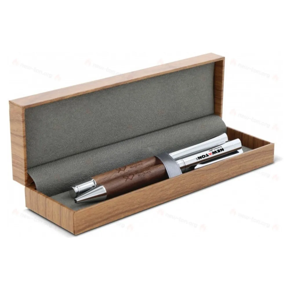 
                                                Metal ball pen and rollerball set walnut wood in gift box
                                                