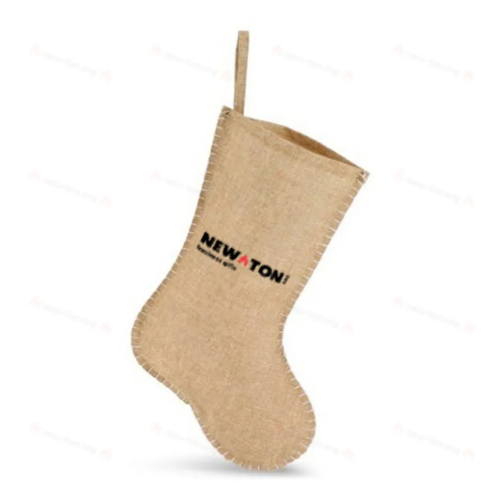 
                                            Jute-style Christmas stocking with decorative stitching 45cm
                                            