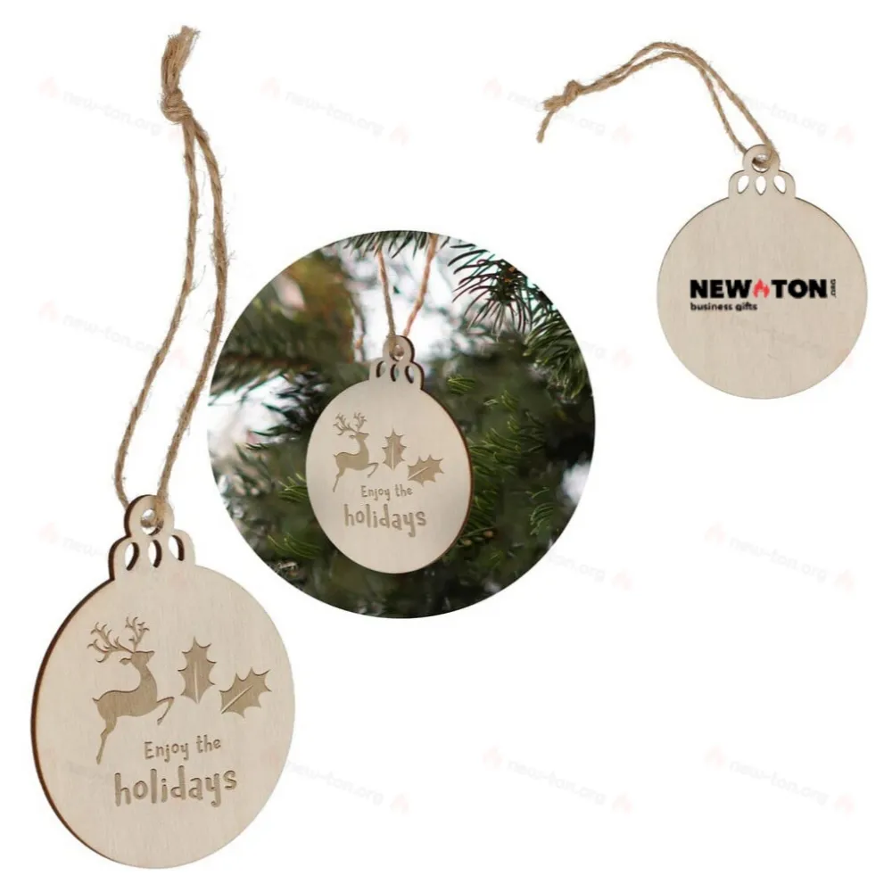 
                                                Bauble shaped wooden Christmas ornament
                                                