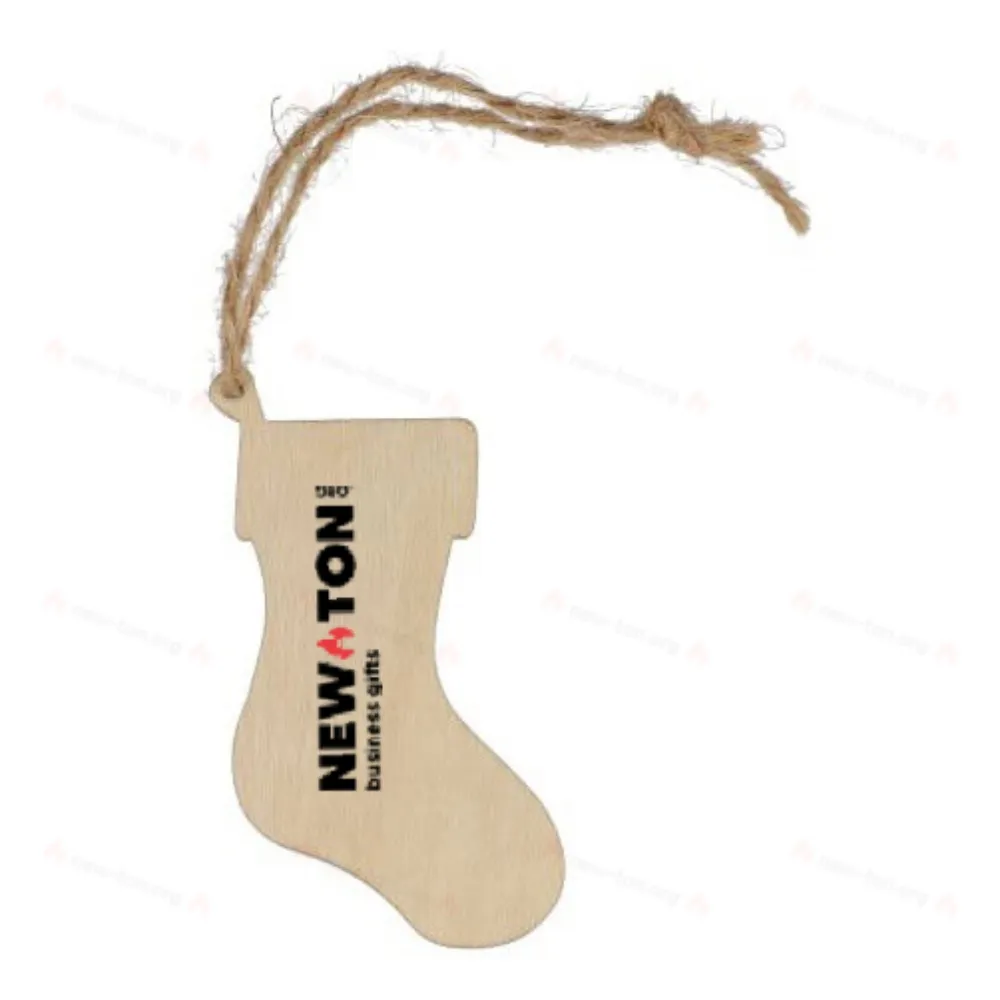 
                                            Stocking shaped wooden Christmas ornament
                                            