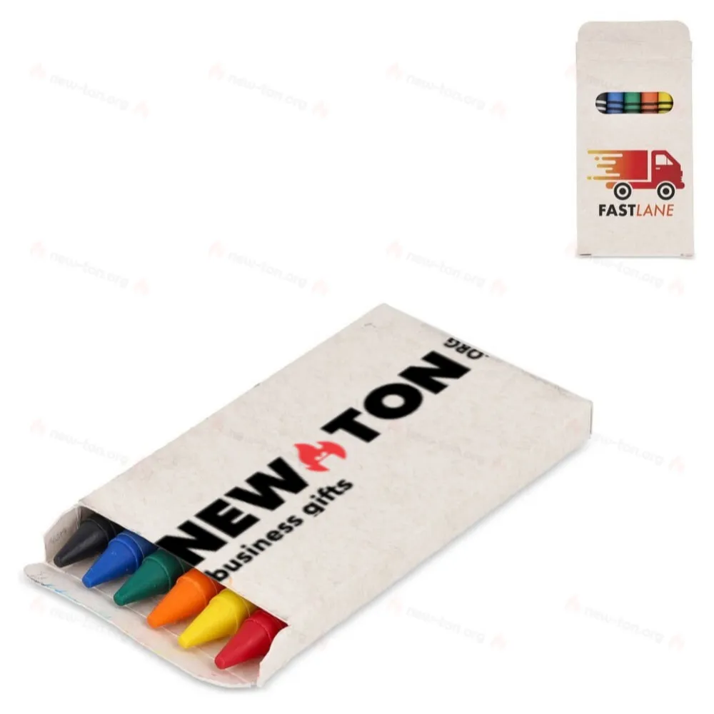 
                                            6 crayons in recycled milkcarton box
                                            