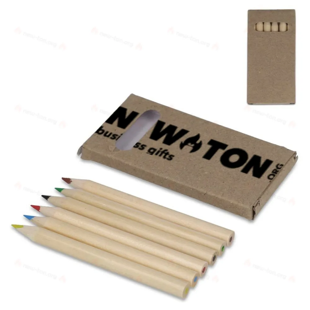 6 цветных карандашей в крафтовой коробке