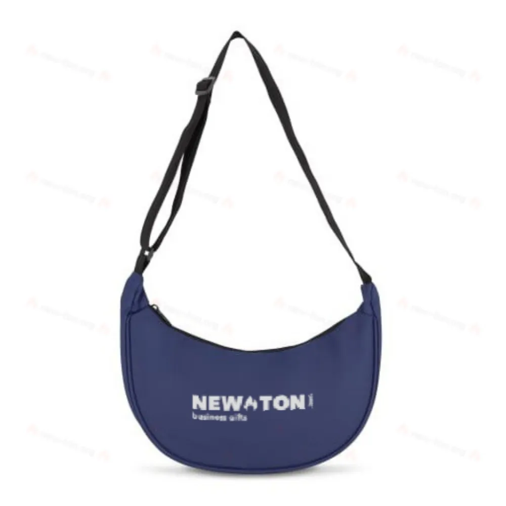
                                            PU-coated R-PET 600D half moon sling bag 20L
                                            