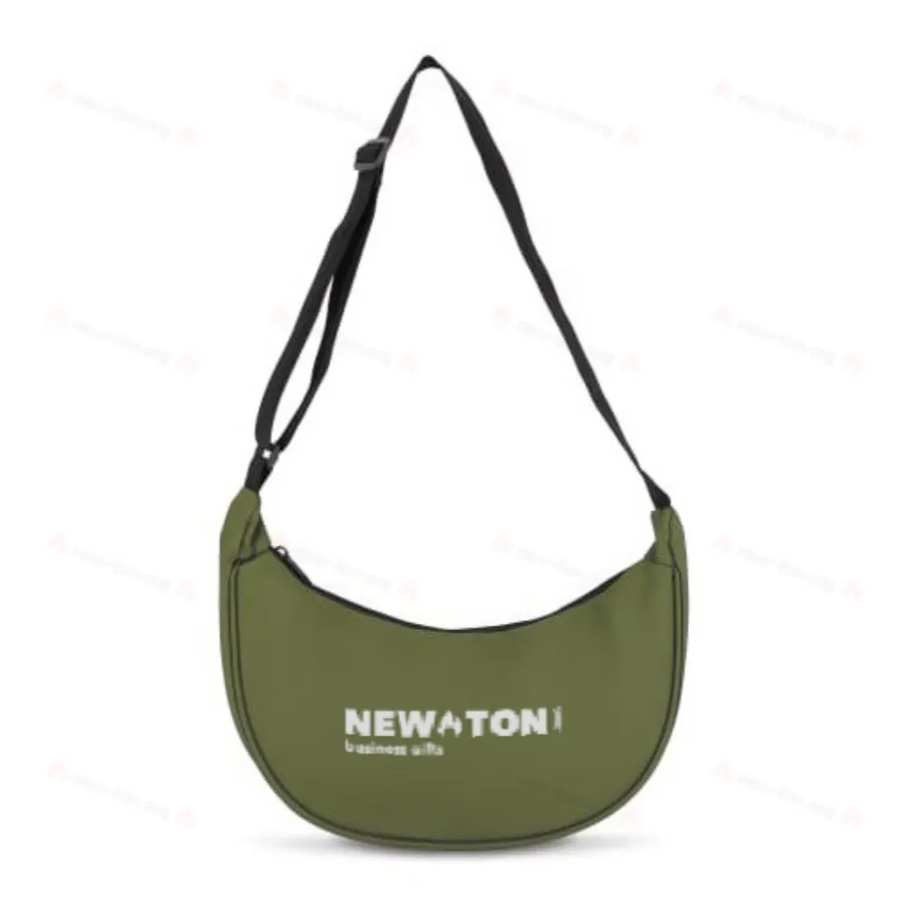
                                            PU-coated R-PET 600D half moon sling bag 20L
                                            