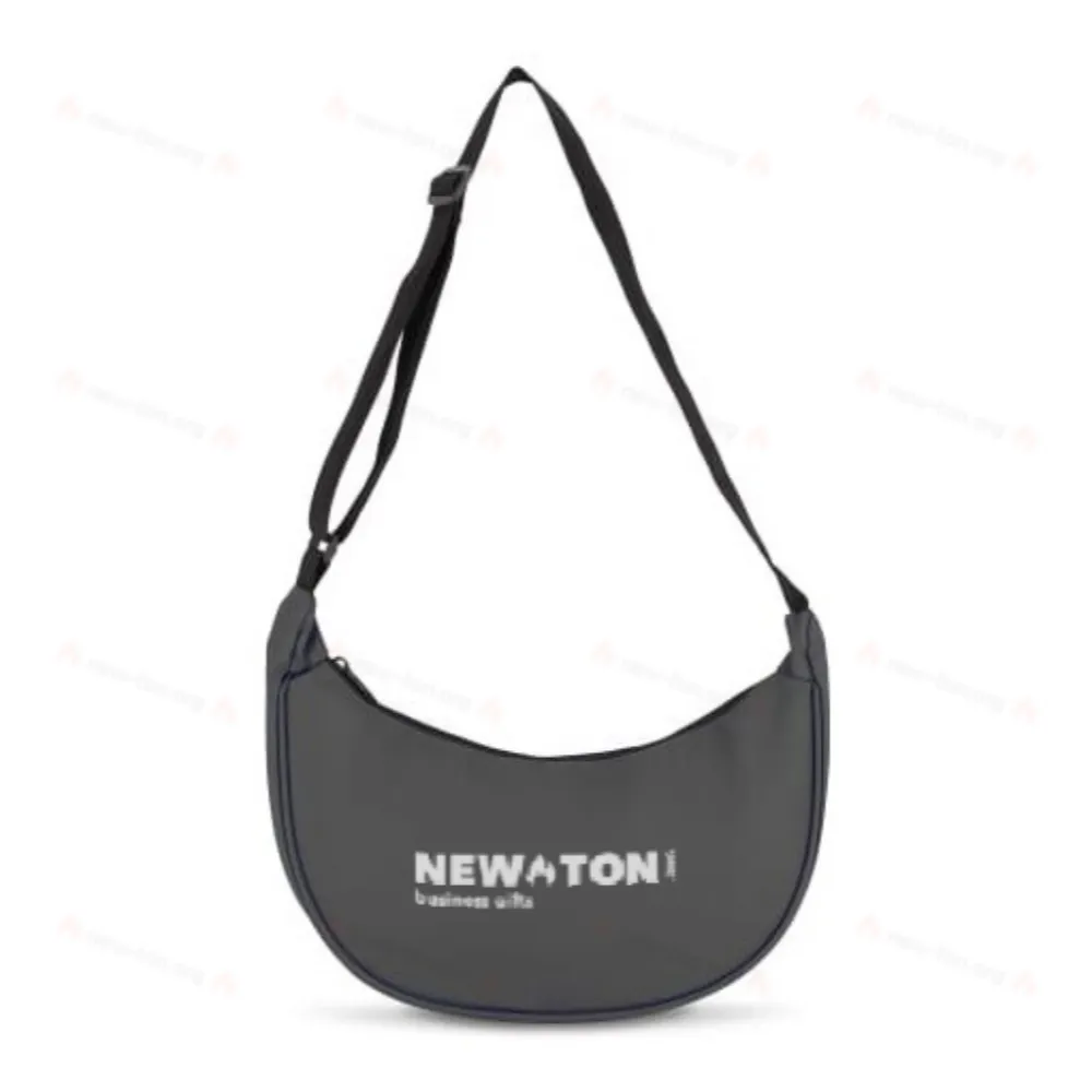 
                                            PU-coated R-PET 600D half moon sling bag 20L
                                            