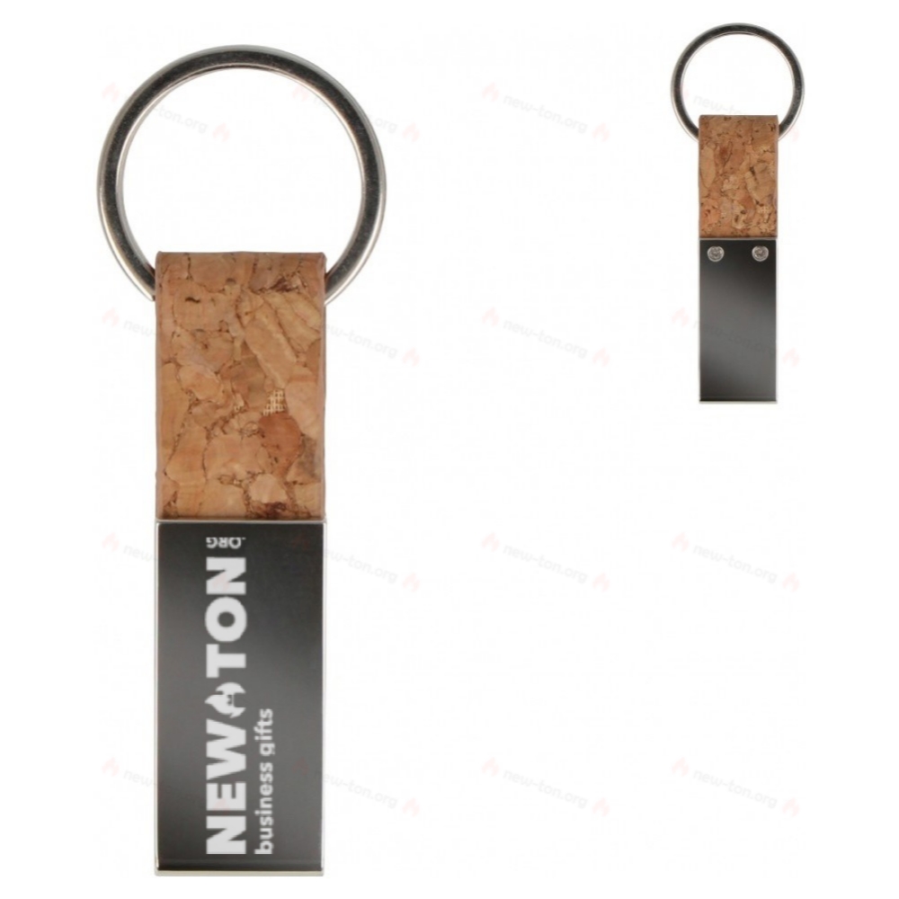 Keyring Cork & Metal rectangular